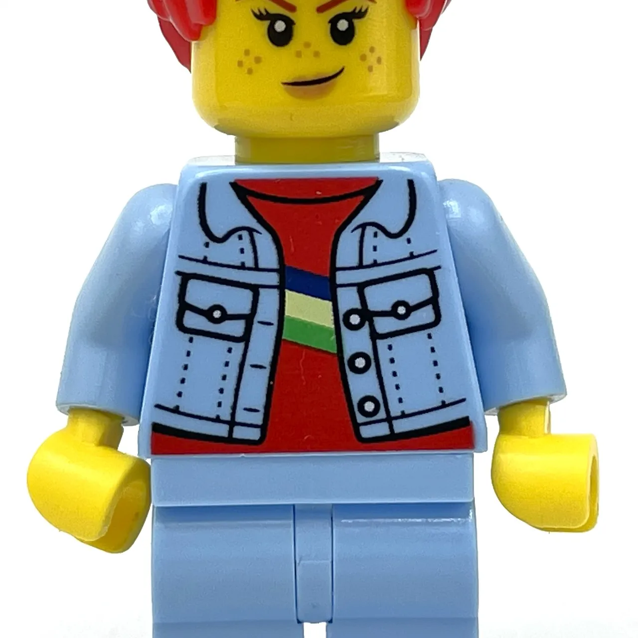 Bright Light Blue Torso and Legs, Red Hair