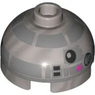 Brick Round 2 x 2 Dome Top, Hollow Stud with Black Squares Astromech Droid Print (R2-BHD)