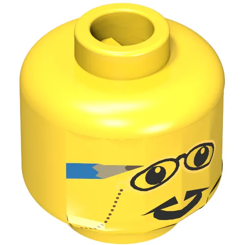 Minifig Head Banker, Glasses with Pencil Behind Ear, and Pointed Moustache Print [Blocked Open Stud]