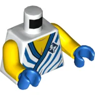 Torso Robe with Blue Lines and Bare Chest Print, Yellow Arms, Blue Hands