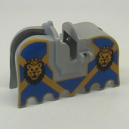 Animal / Creature Accessory, Horse Barding with Lion Heads and Blue and Yellow Print