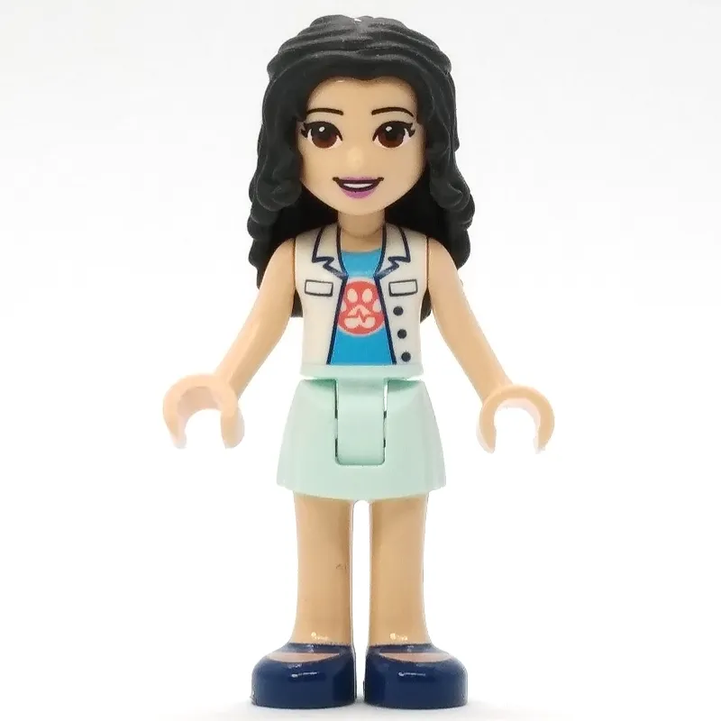 Emma - White Veterinarian Jacket, Light Aqua Skirt