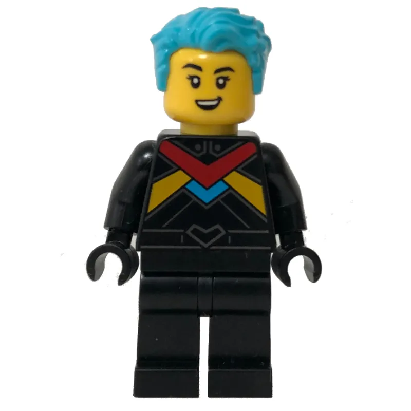 Race Driver - Black Torso, Black Legs, Medium Azure Hair