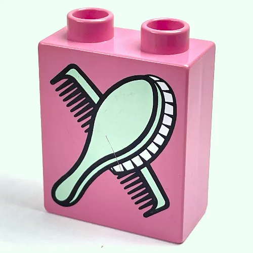 Duplo Brick 1 x 2 x 2 with Comb and Brush Print