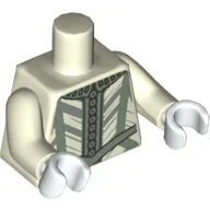 Torso Doublet, Light Bluish Gray and Sand Green Trim Print, Glow in the Dark White Arms, White Hands