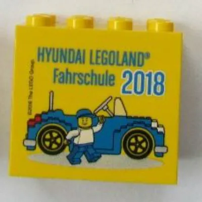 Brick 2 x 4 x 3 with 'HYUNDAI LEGOLAND Fahrschule 2018' Print