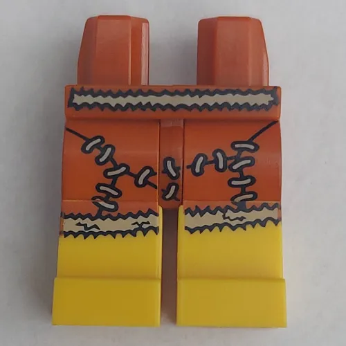 Hips and Yellow Legs with Dark Orange Animal Skin Skirt with White Stitches Cavewoman Print