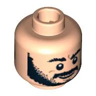 Minifig Head Sheik, Dual Sided, Beard, Bushy Eyebrows, Grin / Worried Print [Blocked Open Stud]