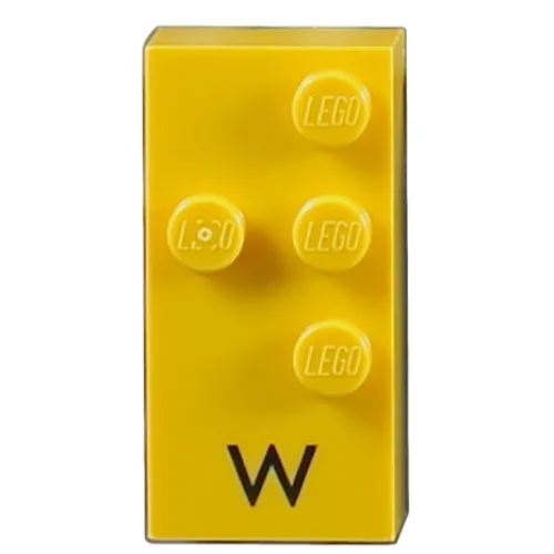 Braille Brick 2 x 4 with 4 Studs ⠺ and 'W' Print