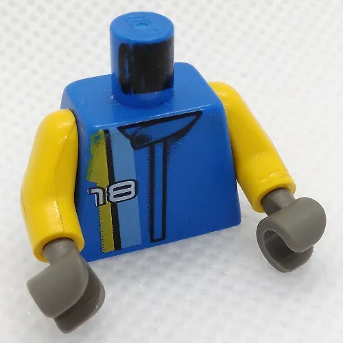 Torso Racing Jacket '18' and Yellow Stripe Print, Yellow Arms, Dark Gray Hands