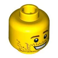Minifig Head Soccer Player, Brown Eyebrows, Open Mouth Smile, Stubble, White Pupils Print [Blocked Open Stud]