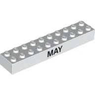 Brick 2 x 10 with Black 'MAY' / 'JUNE' Print