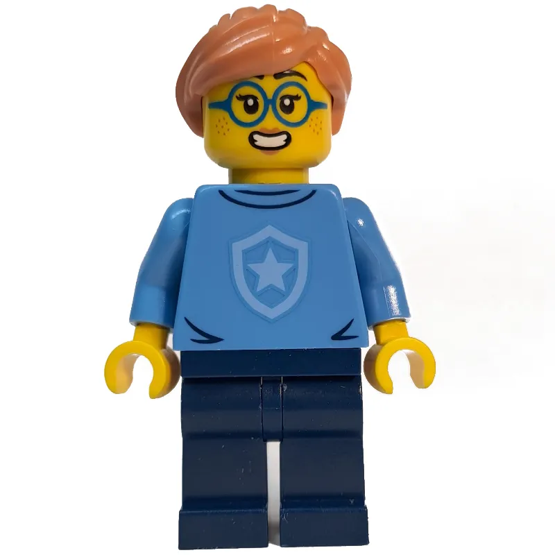 Police Officer, Sweater with Police Badge, Nougat Hair, Glasses