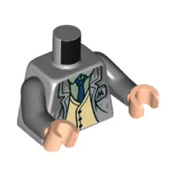 Torso, Jacket, Dark Blue 'M', Tan Vest, Sand Green Shirt, Dark Blue Tie, Dark Bluish Gray Arms, Light Nougat Hands