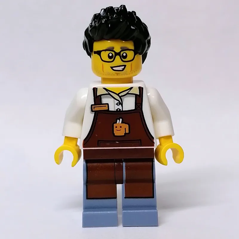 Barista, Reddish Brown Apron, Sand Blue Legs, Black Hair