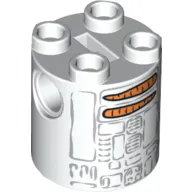 Brick Round 2 x 2 x 2 Robot Body with Gray Lines and Carrots Astromech Droid Print (Christmas R2-D2)