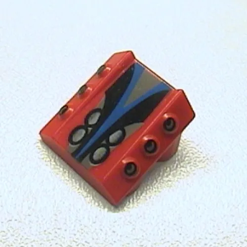 Slope 2 x 2 No Studs, with 3 Side Pistons Raised Edges and Silver/Black/Blue Print