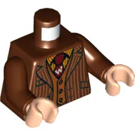 Torso Jacket with Pinstripes, Dark Orange Vest, Dark Red Tie with 'W' Print, Reddish Brown Arms, Light Nougat Hands
