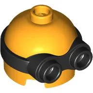 Minifig Head Special, Minion, Low, Black 2-Eyed Goggles Pattern