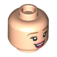 Minifig Head Rapunzel, Nougat Eyebrows, Coral Lips, Open Mouth Smile / Crooked Smile Print