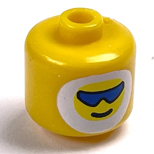 Pen Bead, Round Large, Curved Edges / Cylinder with Minifig Head with Sunglasses, White Fur Hood Print