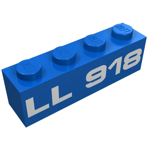 Brick 1 x 4 with White 'LL918' Print