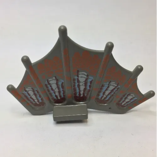 Animal Body Part, Dinosaur, Sail Fin with Orange, Maroon, Light Blue, and White Scale Print