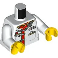 Torso, Tunic, Gold Straps, Red Trim, Name Badge, Silver Dragon on Back print, White Arms, Yellow Hands