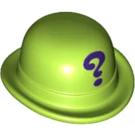 Hat, Bowler with Purple Question Mark '?' print