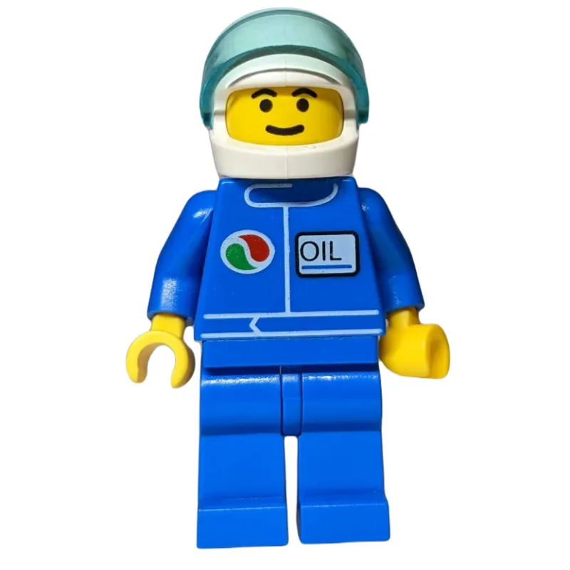 Racer, Blue Jacket with Octan Logo, Blue Legs, White Helmet with Visor