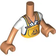 Minidoll Torso Boy with Bright Light Orange Apron, White Shirt Print, Nougat Arms and Hands