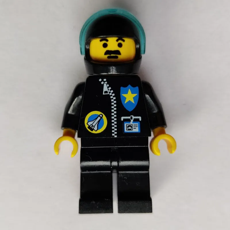 Security Guard, Space Port, Black Jacket, Black Helmet with Visor