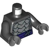 Torso Armor with Dark Purple Belt with Silver Clasp, Dark Bluish Gray Trim Print, Black Arms, Dark Bluish Gray Hands