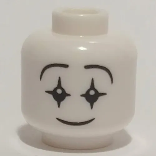 Minifig Head Mime, Smiling Face, Star Eyes with White Pupils Print