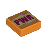 Tile 1 x 1 with Dark Red 'PWR' print