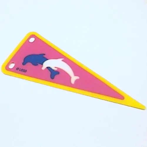 Flag Pennant with Blue and White Dolphins on Dark Pink Background Print