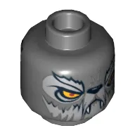 Minifig Head Wakz, Dual Sided, Wolf with Yellow Eyes, Fur, Eyebrows, Fangs, Closed Mouth / Open Mouth Print [Hollow Stud]