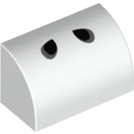 Brick Curved 1 x 2 x 1 No Studs with Two Black Tear Drops (Dry Bones Nostrils) Print