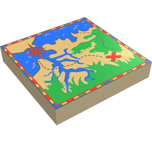 Tile 2 x 2 with Map Adventurers: Jungle and Delta Print