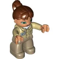 Duplo Figure with Ponytail Reddish Brown, Zoo Shirt
