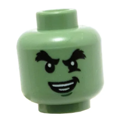 Minifig Head Ghost Cole, Bushy Eyebrows, Chin Dimple, Evil Smile / Determined Print