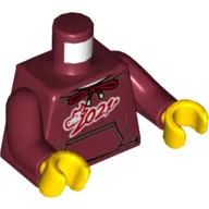 Torso Hoodie, Red Bull, '2021', Tied Laces, Pockets Print, Dark Red Arms, Yellow Hands