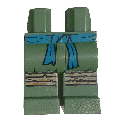 Hips and Sand Green Legs with Dark Turquoise Sash, Tan Knee Pads Print