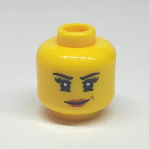 Minifig Head Nya, Lopsided Grin with Pink Lips / Mechanical Goggles and Headset Print