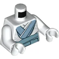 Torso Robe, Medium Blue Trim, Sand Blue Belt Print, White Arms and Hands