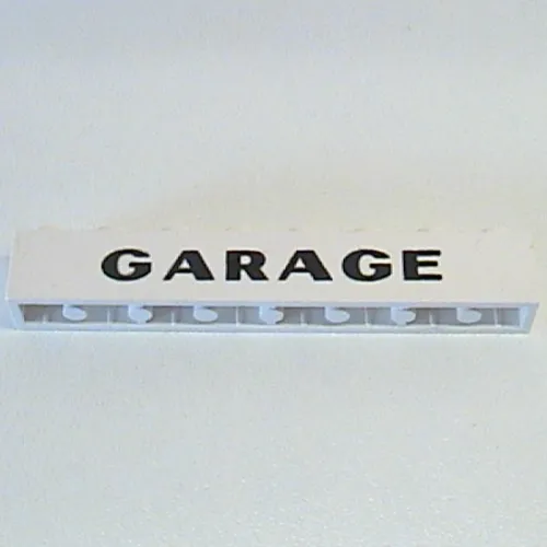 Brick 1 x 8 with 'GARAGE' with Elaborate 'G' Sans-Serif Thick Print