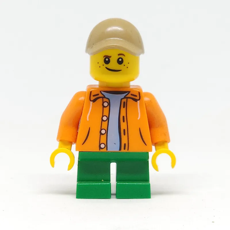 Kid, Orange Torso, Green Legs, Dark Tan Cap