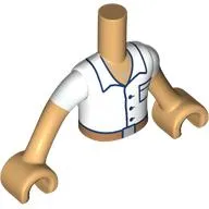 Minidoll Torso Boy with White Shirt, Dark Blue Trim, Nougat Belt print, Warm Tan Arms and Hands