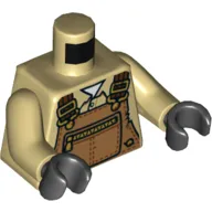 Torso Overalls, Medium Nougat with Zipper, Over Shirt Print, Tan Arms, Black Hands