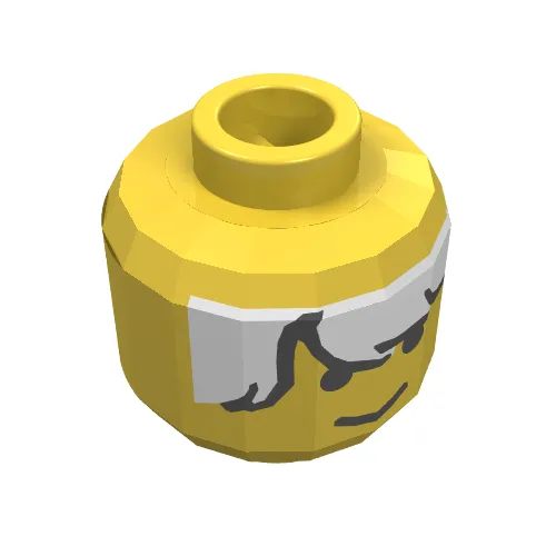 Minifig Head Cowboy / Explorer / Extreme Team, Male White Bangs Messy Hair Print [Blocked Open Stud]